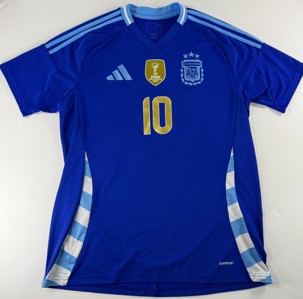 Adidas Argentina Lionel Messi #10 Soccer Jersey Men's L Blue FIFA World Champion